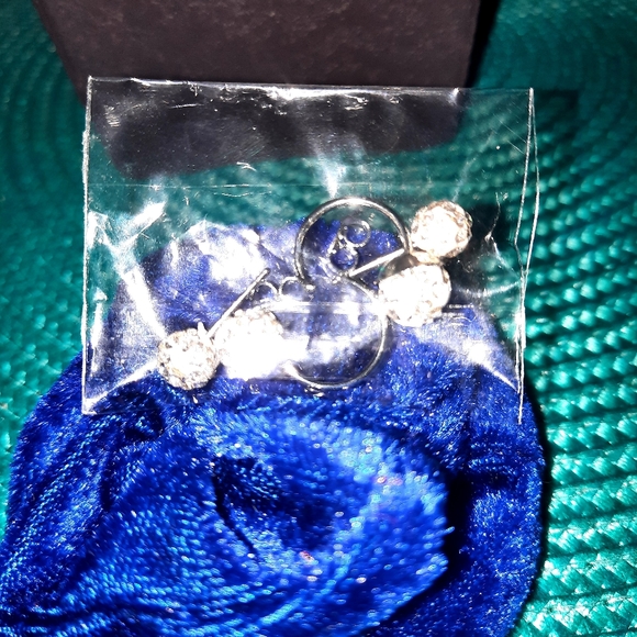 Silver Double Beaded Crystal Stud Earrings - Picture 7 of 13